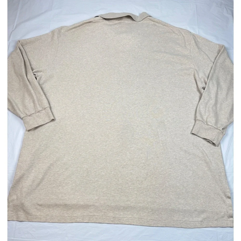 Polo Ralph Lauren Mens 3XLT Tall Long Sleeve Polo Shirt Oatmeal Beige Cotton